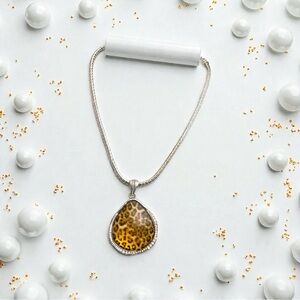 Brighton Trinity Leopard Print Silver Necklace